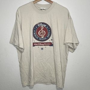 Vintage Walt Disney World Magic Music Days Beige Graphic T Shirt Size XLarge